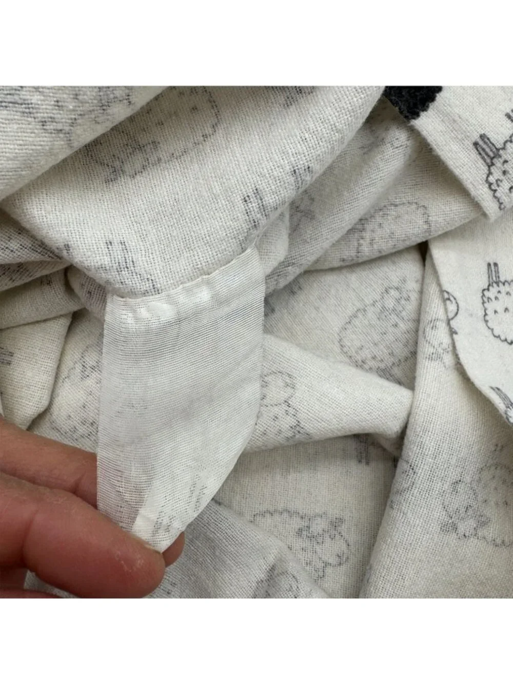 Lot Of 2 100% Cotton Counting Sheep Flannel Pillowcases Set Bedding White Black
